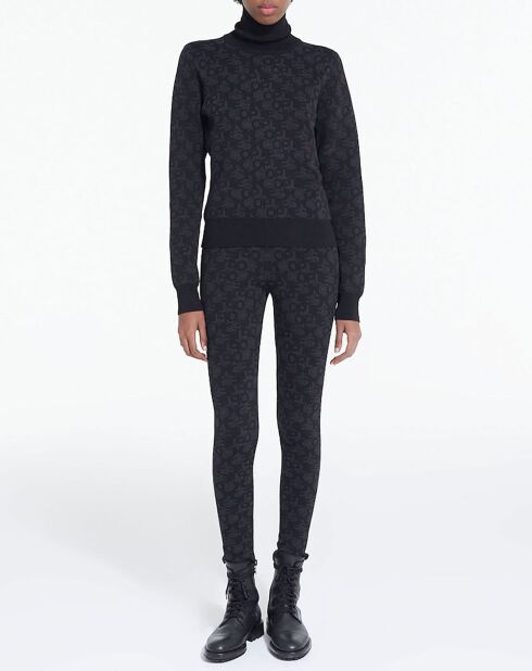Legging Jacquard Logo All Over noir/gris foncé