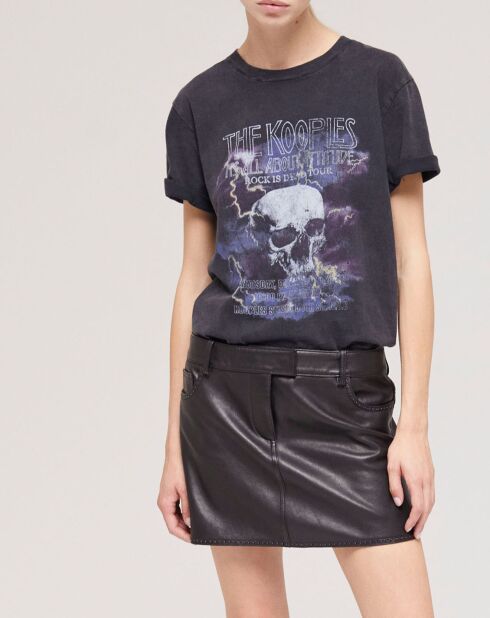 Jupe en Cuir à clous noire