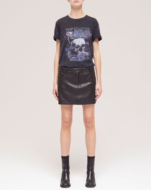 Jupe en Cuir à clous noire