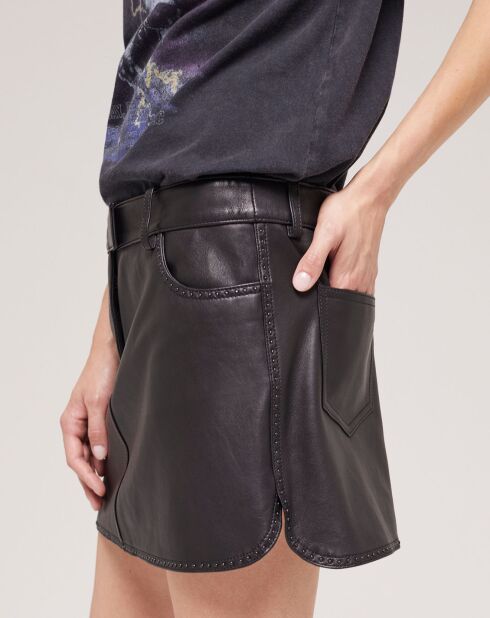 Jupe en Cuir à clous noire