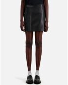 Jupe courte en Cuir avec zip et nervures noire