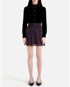 Jupe courte imprimée avec smocks noire