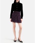 Jupe courte imprimée avec smocks noire
