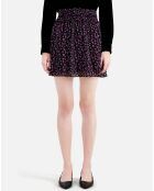 Jupe courte imprimée avec smocks noire