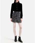 Jupe courte imprimée avec smocks noire