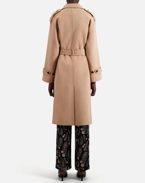 Manteau long en Laine mélangée beige