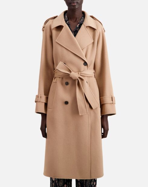 Manteau long en Laine mélangée beige