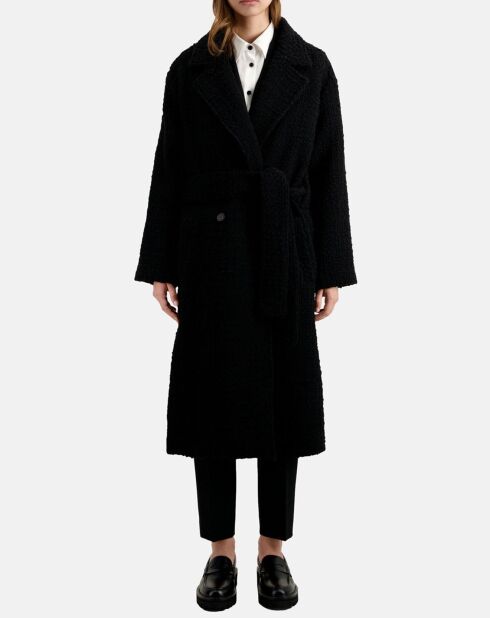 Manteau long en Laine mélangée Tweed noir