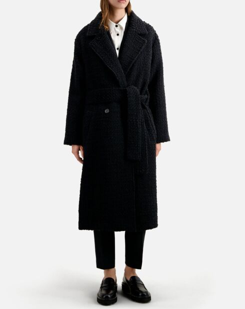 Manteau long en Laine mélangée Tweed noir