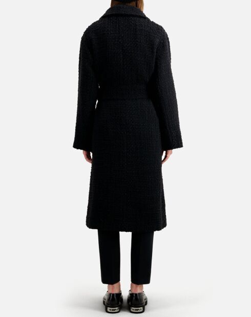Manteau long en Laine mélangée Tweed noir