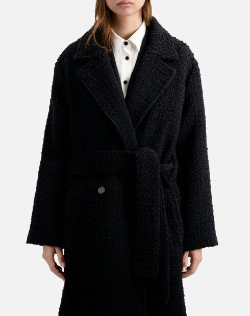 Manteau long en Laine mélangée Tweed noir
