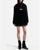 Manteau court en Laine mélangée Tweed noir