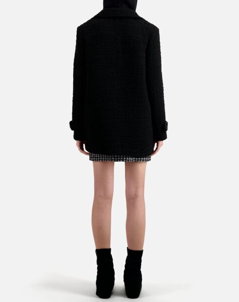 Manteau court en Laine mélangée Tweed noir