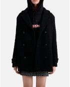 Manteau court en Laine mélangée Tweed noir