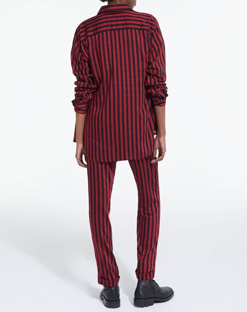 Pantalon Droit Fluide rouge/noir