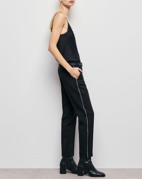 Pantalon de costume détails strass noir