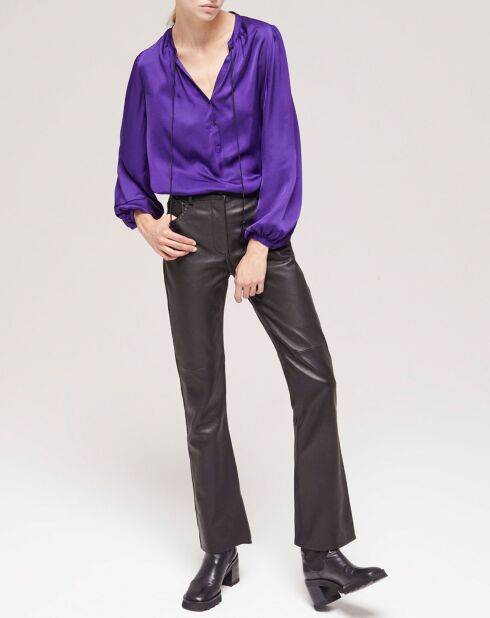 Pantalon en Cuir à clous noir