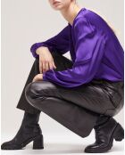 Pantalon en Cuir à clous noir