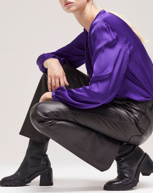 Pantalon en Cuir à clous noir