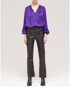 Pantalon en Cuir à clous noir