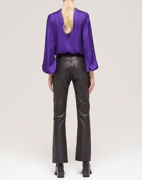 Pantalon en Cuir à clous noir