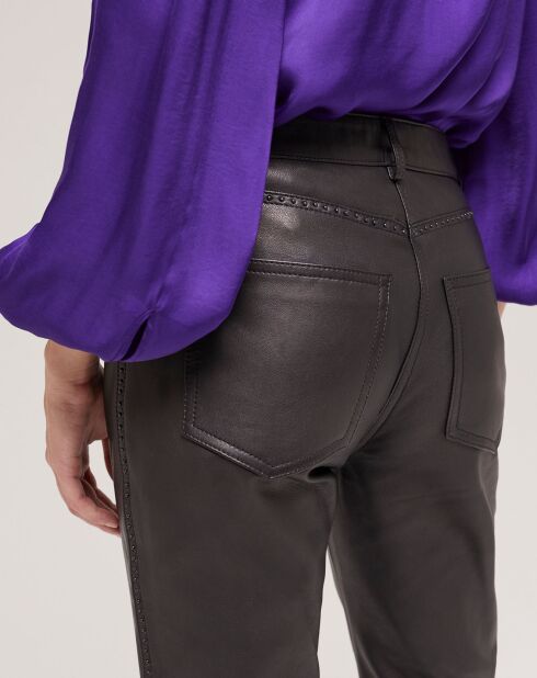 Pantalon en Cuir à clous noir