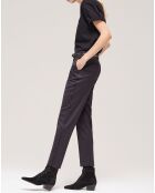Pantalon de costume en Laine rayé noir