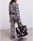 Pantalon 100% Soie logoTape noir