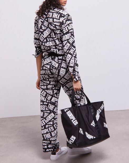 Pantalon 100% Soie logoTape noir