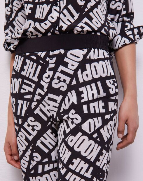 Pantalon 100% Soie logoTape noir