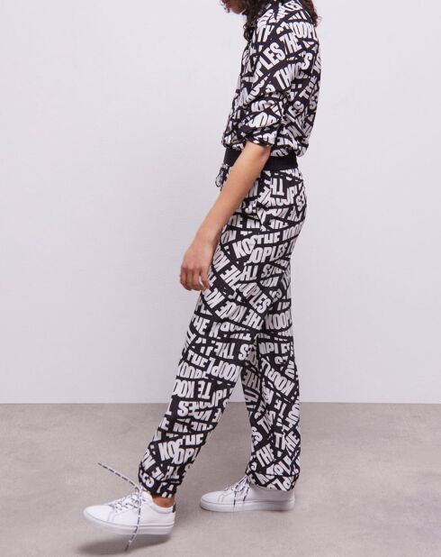 Pantalon 100% Soie logoTape noir