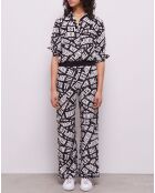 Pantalon 100% Soie logoTape noir