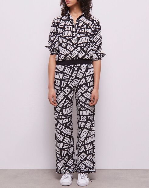 Pantalon 100% Soie logoTape noir