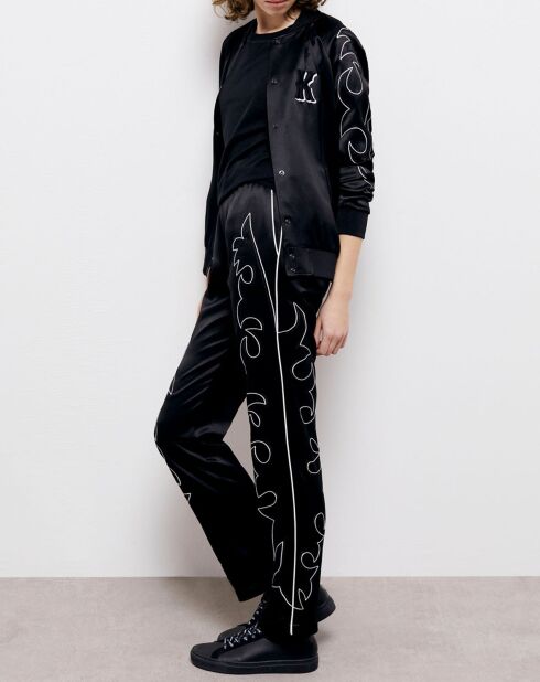 Pantalon avec broderie Western noir