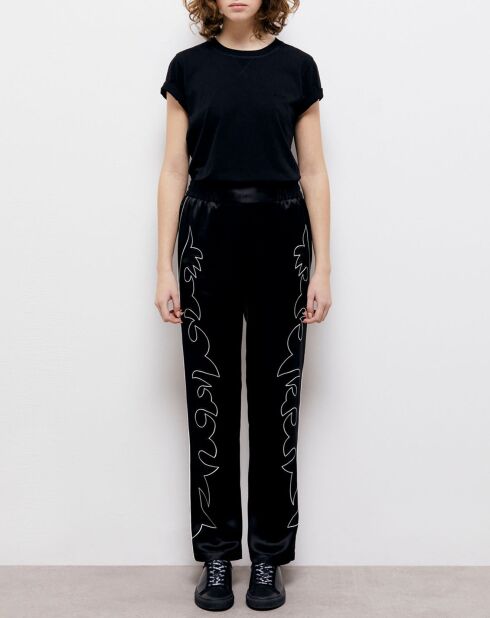 Pantalon avec broderie Western noir