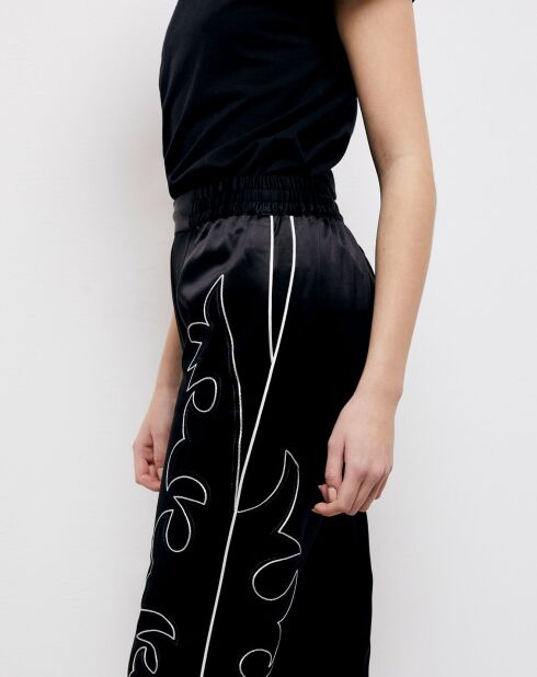 Pantalon avec broderie Western noir