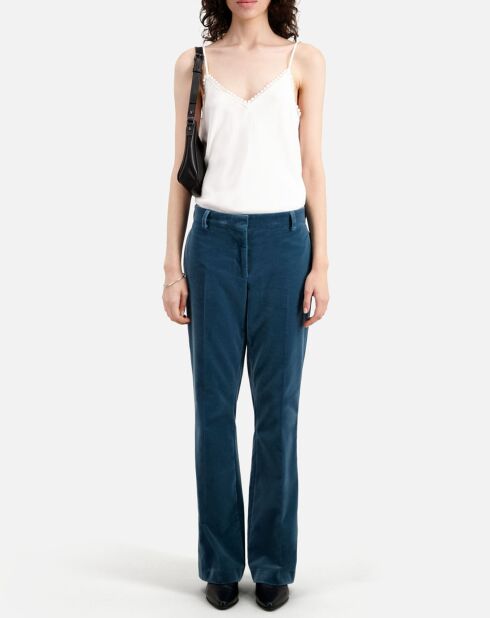 Pantalon tailleur en velours bleu