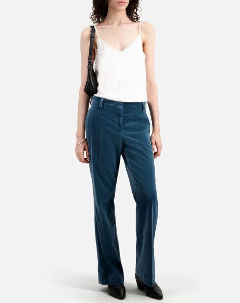 Pantalon tailleur en velours bleu