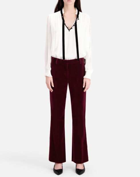 Pantalon tailleur en velours bordeaux