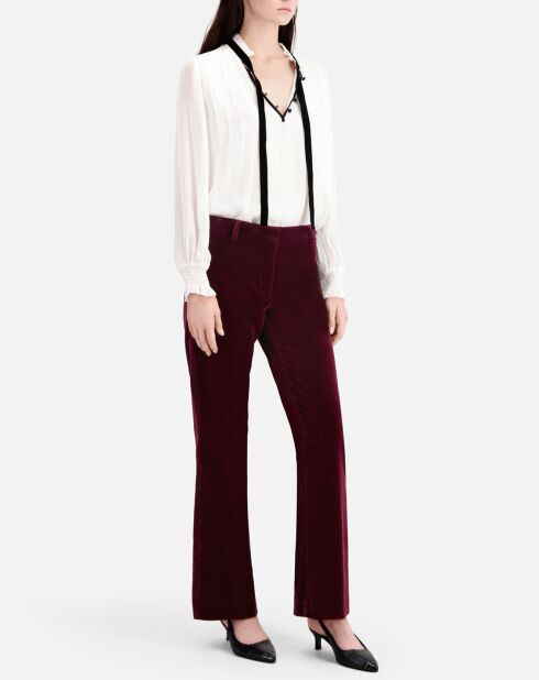 Pantalon tailleur en velours bordeaux