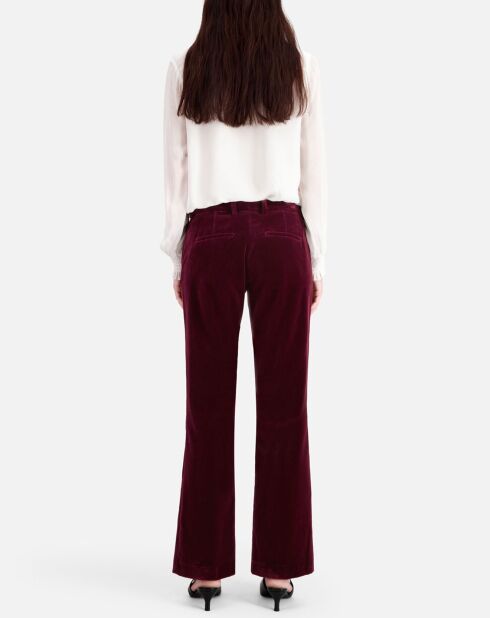 Pantalon tailleur en velours bordeaux