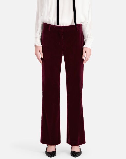 Pantalon tailleur en velours bordeaux