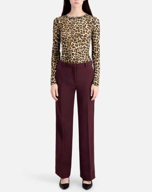 Pantalon tailleur en crêpe bordeaux