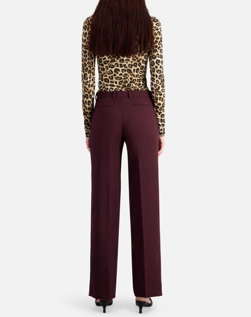 Pantalon tailleur en crêpe bordeaux
