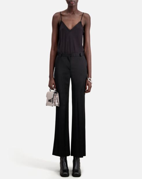 Pantalon tailleur satiné noir