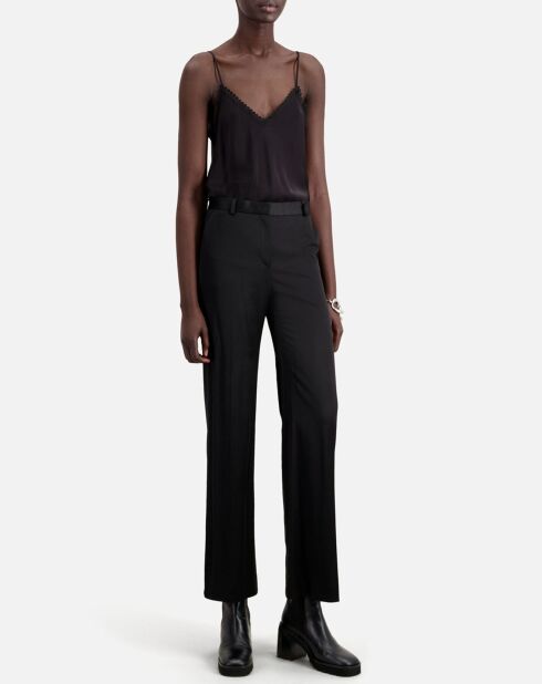 Pantalon tailleur satiné noir