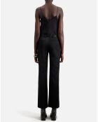 Pantalon tailleur satiné noir