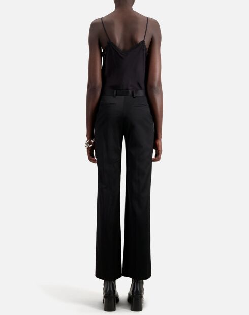 Pantalon tailleur satiné noir