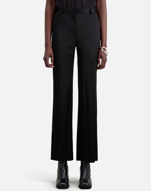 Pantalon tailleur satiné noir