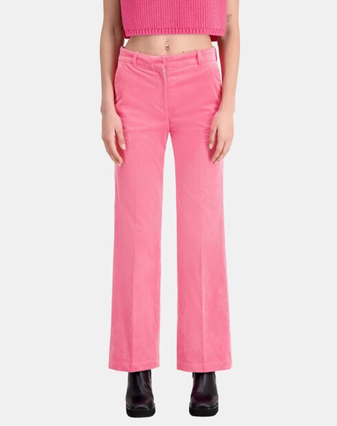 Pantalon en Velours côtelé rose